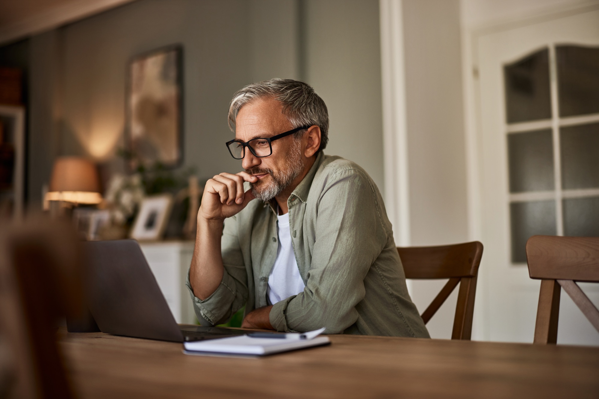 An employee working calmly from home